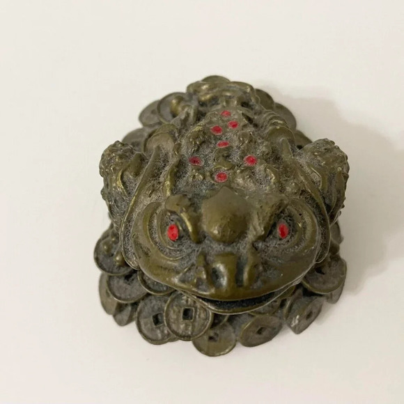Chinese Feng Shui Resin Wealth Lucky Money Frog Statue Figurine Chip - Picture 9 of 11